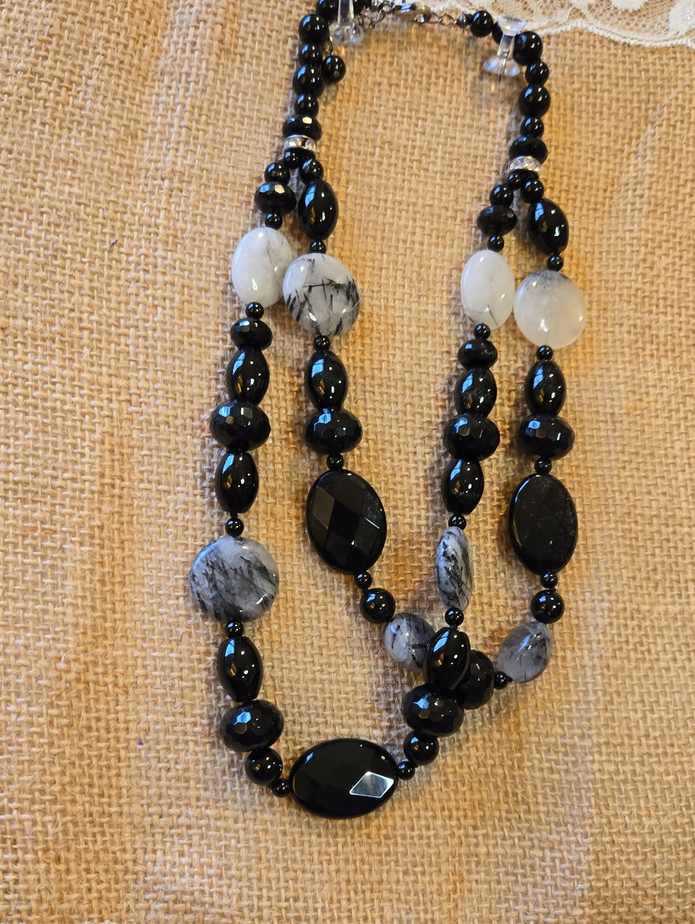 Black and Gray Beaded Women’s Necklace